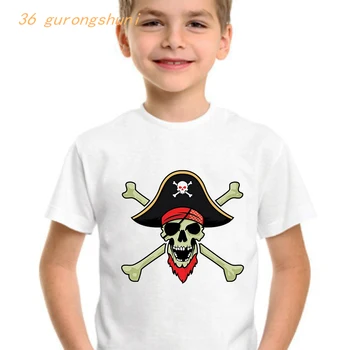 детско облекло тениска момчета тениски карикатура череп Pirate момче тениски летни върхове за момичета ризи детска тениска детски дрехи