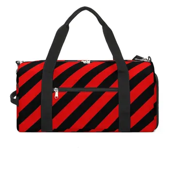 Диагонални раирани спортни чанти Национален флаг на Албания Тренировъчна фитнес чанта с обувки Цветни чанти Мъжки дизайн Оксфорд фитнес чанта