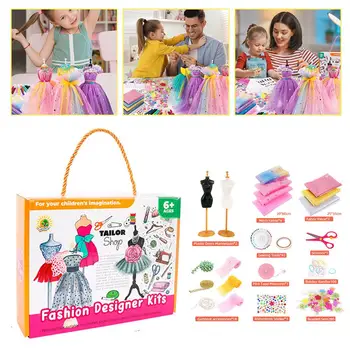 Дизайн на детско облекло DIY Ръчно изработен материал комплект Комплект за шиене на дрехи за кукли за детски момичета Моден дизайнер за парти Begi N9U1
