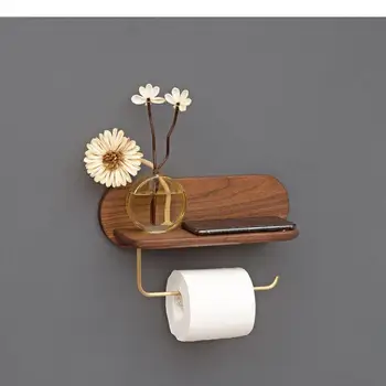 Дървена тъкан багажник Рафтове за баня Багажник за съхранение Домакински държач за ролка Кърпа Рафт Тъкан Държачи за тоалетна хартия Контейнер за съхранение