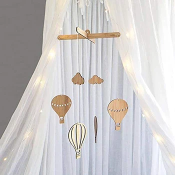 Дървени балон с горещ въздух вятърен камбанен звън висящи стенни орнаменти бебешко легло Bell INS скандинавски стил детска стая декорация детска стая фото подпори