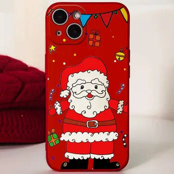 Дядо Коледа червен прав ръб Apple iPhone 15 14 13 12 Мини 11 Pro Xs Макс 7 8 6 6s плюс X XR SE 2020 2022 Заден капак