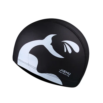 Еластична водоустойчива PU покритие защита ушите дълга коса спорт басейн шапка плувна шапка регулируема за мъже жени възрастни плувни шапки