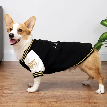 Есенна мода Шиене на куче против лизане Защита Бейзболна риза Малко куче Бейзболни униформи Топли дрехи за шнауцери от Корги