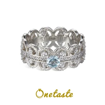 естествен топаз 925 сребърни пръстени за жени Циркон скъпоценен камък кухи занаятчийски съд стил шик пръстен 2023 Ново парти за подарък