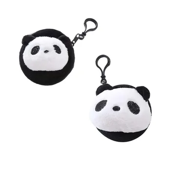 Животинска плюшена панда монета чанта Kawaii кръг голям капацитет мини слушалки чанта чанта червило чанта карикатура пари чанта на открито