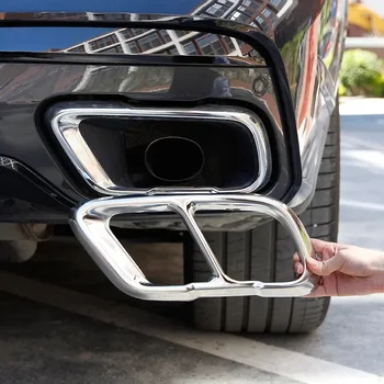 За BMW X5 X7 G05 G07 2019-2021 Неръждаема стомана сребро / черен автомобил ауспух тръби изпускателна тръба капак стикери Аксесоари за кола