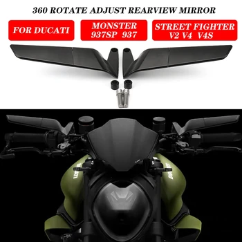 За Ducati Monster 937 SP V4 S V4S V2 Огледало за обратно виждане 360° Регулируемо огледало за обратно виждане Mirr ors 2021 2022 2023