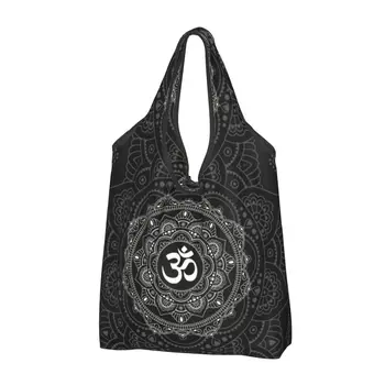 За многократна употреба Om Mandala пазарска чанта жени голяма пазарска чанта преносим будизъм Aum йога медитация хранителни стоки купувач чанти