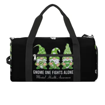 Зелена панделка Gnome спортни чанти Един се бори сам Психически багаж фитнес чанта голям новост чанти мъжки дизайн преносим фитнес чанта