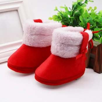 Зимни бебета момичета момчета обувки плюшени първи проходилки бебе малко дете сняг ботуши новородено топло памучни обувки против хлъзгане меки обувки