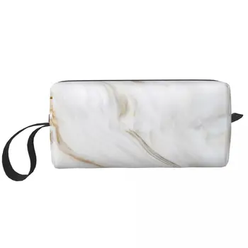 Златен модел текстура мрамор грим чанта пътуване козметична чанта за мъже жени златна течност вихър мрамор тоалетни чанти аксесоари
