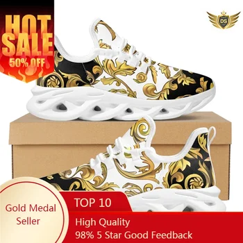 Златни флорални дизайнерски обувки за жени маратонки платформа многоцветна дишаща мека двойка случайни размер 36-48