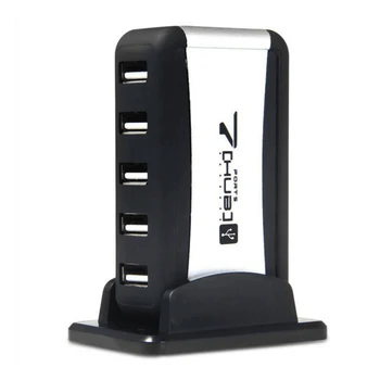  издръжлив 7 портов високоскоростен USB 2.0 хъб 5V преносим мини сплитер конектор с базов адаптер захранване за PC лаптоп таблет