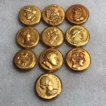 Изящна архаизка гръцка медна позлатена златна монета и златен слитък 10-парче комплект / случайна доставка