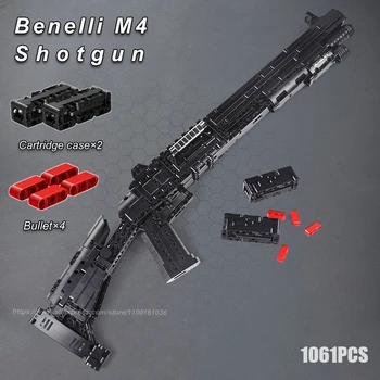 Италия Benelli M4 Пушки Армейски оръжия Технически градивни блокове Модел комплект Детски военни SWAT игра Тухли Класически огнестрелни оръжия Играчки