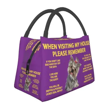 йоркширски териер изолирана чанта за обяд за пикник на открито сладък йорки куче непропусклив термичен охладител обяд кутия жени