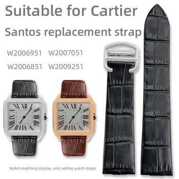 Каишка от естествена кожа за часовник Cartier Santos каишка W2006951 WH100751 часовник верига ексклузивни жени 18/21mm мъжки часовник лента части