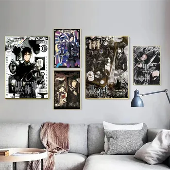 карикатура аниме черен иконом плакат лепкави плакати ретро крафт хартия стикер DIY стая бар кафе естетическо изкуство стенопис