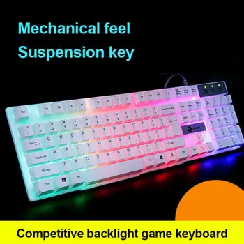 Клавиатура Механични кабелни игри Цветни Backlit Механична Medium Board Единична клавиатура Gamer клавиатура за PC лаптоп