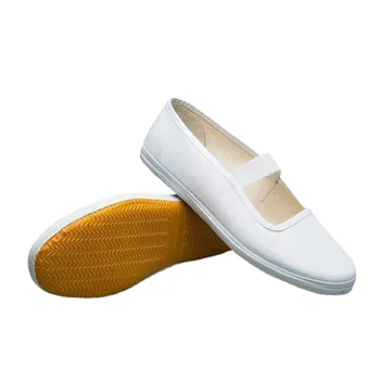 Класически бели обувки Плътен цвят платно обувки против хлъзгане Мъже и жени Обувки за упражнения Бойни изкуства Обувки Тай Чи