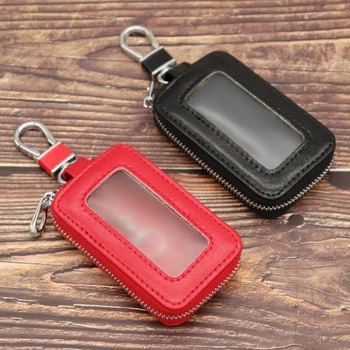 Кожена кола ключ случай ключове пълна защита капак черупка чанта Unviersal ключове притежателя за кола ключодържател цип чанта