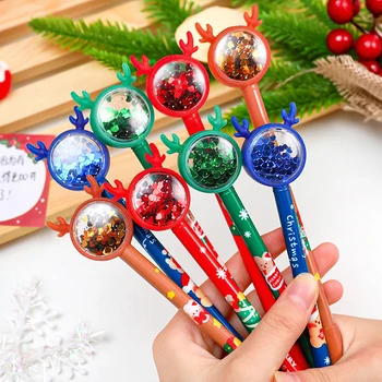 Коледа Elk пайети гел писалка сладък Kawaii многоцветен писалка за деца училище писане доставки канцеларски материали офис канцеларски материали
