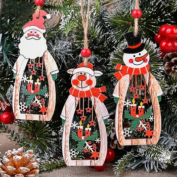 Коледни орнаменти Коледно дърво дървени висулки висящи дървени занаятчийски декорации за дома Нова година DIY декор Натал детски подаръци