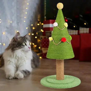 Коледно дърво котка надраскване пост коледно дърво котка драскане катерене рамка с плюшена топка Сизал пост за симулация
