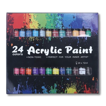 Комплект акрилни бои 24 цвят 12ml пигмент за деца възрастни начинаещи професионални художници дропшипинг