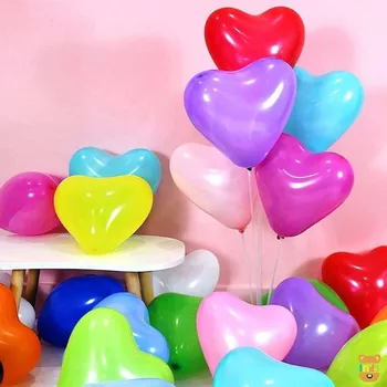 Комплект от 50 бр. сърцевидни латексови балони за парти декорация многоцветен унисекс