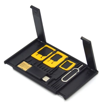 Кредитна карта размер тънък SIM адаптер комплект с TF четец на карти & SIM карта тава изваждане щифт SIM карта притежателя за iPhone Huawei Xiaomi