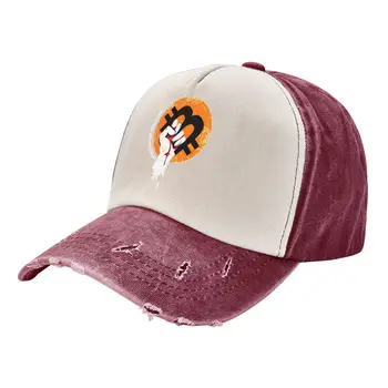 Крипто Унисекс стил бейзболни шапки Bitcoin криптовалута BTC Blockchain Geek Distressed Denim Caps Hat Vintage Snapback Hat
