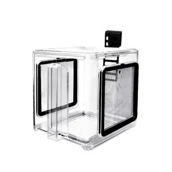 Кутия за развъждане на аквариуми с подвижна мрежа Прозрачна акрилна пневматична инкубационна кутия за хвърляне на хайвера (15 x 15 x 15cm)