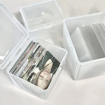 Кутия за съхранение на фотокарти Прозрачни стикери Корея идол карта притежател бюро съхранение организатор класификация кутия канцеларски