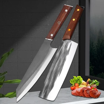  Кухненски ножове от високовъглеродна стомана Сатър за месо Ръчно изработени ковани японски готвач нож Риба суши рязане Професионална резачка за готвене