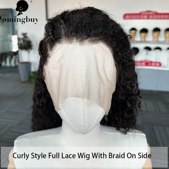 Къдрава коса Плитка отстрани Пълна дантела Перуки от човешка коса Remy Бразилска човешка коса Loose Deep Curls Перука Transpatent Comingbuy