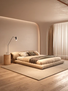 кърпа легло майсторски легла минимална тераса технология кърпа модерен прост крем цвете ролка легло