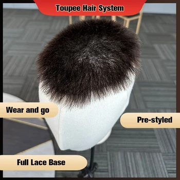 Къса коса PreStyled Toupee за мъже нарязани пълна дантела база човешка коса система мода единица перука за мъже мъжка коса протеза мъжка перука