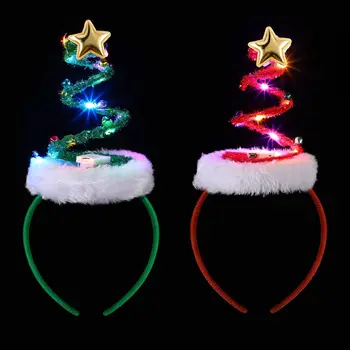 Ленти за глава Светещ костюм Аксесоари за шапки Обръч за коса с 3D дизайни за празнично парти Коледна украса