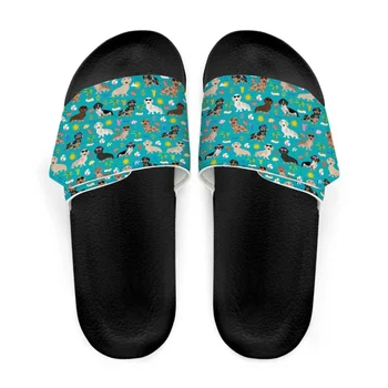 Летни плажни чехли за жени Мъже Дакел Куче Печат Жена Пързалки Сандали Обувки за къпане Дамски апартаменти Начало Вътрешен мъжки чехъл