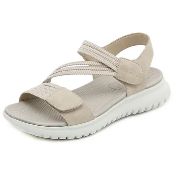 Летни сандали за жени Ретро светлина удобни спортни гумени ленти сандали женски Peep Toe плаж ежедневни плоски обувки 2024