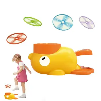 Летящ диск Улавяне на играчки Duck Design Launcher Toy Kit Step-on Flying Saucer Launch Toy Set Интерактивен дизайн на патица с 8 диска