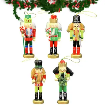 Лешникотрошачки Коледни орнаменти 5бр дърво Коледа колекционерска кукла висулка играчка 4.7Inch Коледа лешникотрошачка войник за дома