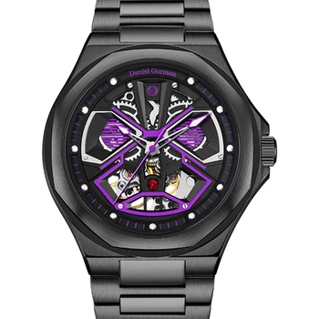 Луксозен скелетен часовник Мъжки автоматичен часовник Daniel Gorman Hollow Механични ръчни часовници 43mm Светещи 5bar водоустойчиви часовници 2023