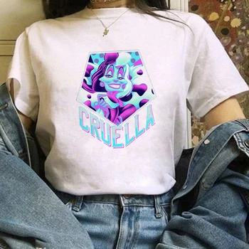 Лятно облекло Дамска тениска Disney Dalmatians Cruella Bold Pop Art Graphic T-Shirt Printing Femme Tshirt Top Ladies