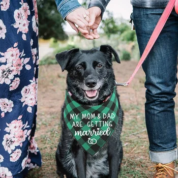 Майка ми и баща ми се женят предложение куче бандана engagemen обявяване кучета шал булчински подарък аксесоари за куче домашен любимец
