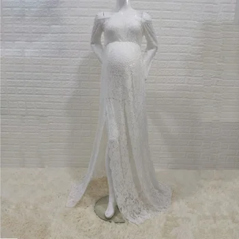 Майчинство дантела Макси рокля рокля рокли за фотосесия бременна рокля бременност фотография подпори бебе душ