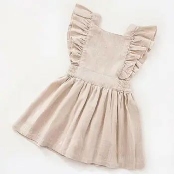 Малко дете бебе момиче рокля дрехи разрошена ръкав рокля твърди без ръкави Sundress лятна екипировка деца 1-6 години