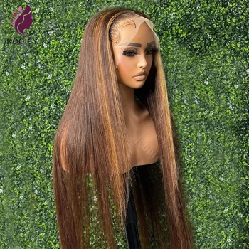 Маркирайте кафяв прав 360 пълна дантела отпред перука човешка коса перуки за жени 5x5 дантела затваряне перука предварително оскубани мед блондинка цветни
